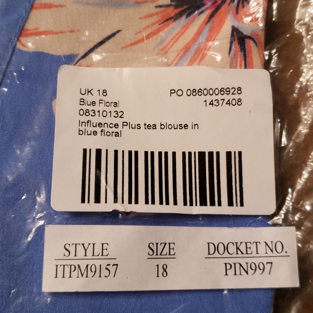 BNWT ASOS Influence tea blouse-plus size - Picture 5 of 8